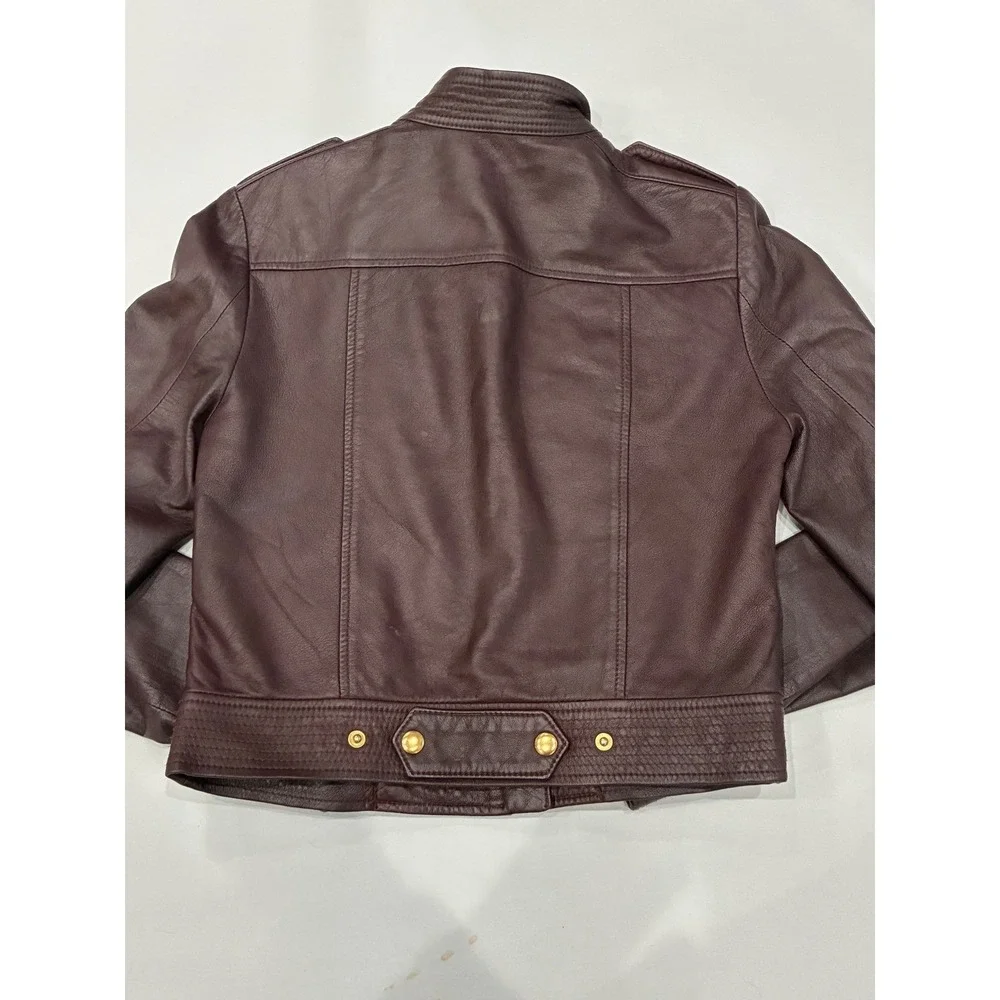 Truth and Pride Burgundy Leather Moto Jacket Womens Medium Asymetrical Zip Lined